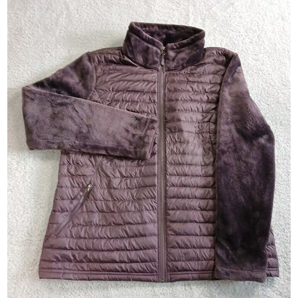 32 Degrees Heat Womens Mixed Media Plush Down Jacket Eggplant Purple Size XL